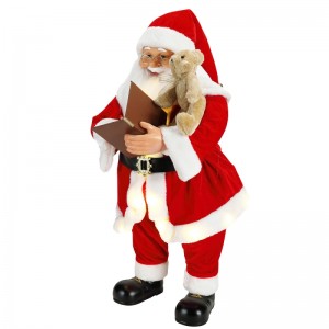 80cm hoạt hình Giáng sinh viết Santa Claus với ánh sáng trang trí âmnhạc trang trí bộ sưu tập bức tượng kỳnghỉ truyền thống