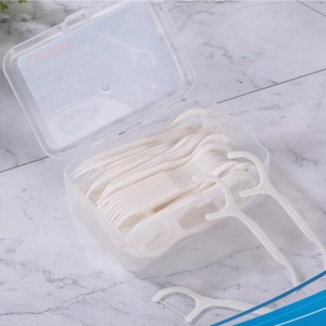 Nhãn riêng Nhãn hiệu phân hủy sinh học Than tre uống dùng một lần/wwooden/wheat Rơm/plastic Flosser Stick Nha khoa Floss Pick