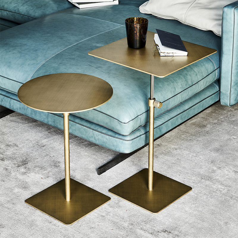 Bánnóng Thiết kế mới Bàn Gold Side Modern Golden Inox Round Side Table Nâng Bàn ghế sofa thép không gỉ