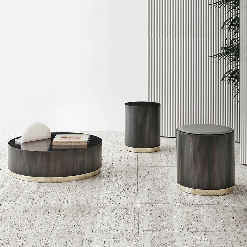 Thiết kế Ý hiện đại sang trọng bằng thép không gỉ bàn cà phê bàn ​​tròn chonội thất phòng khách