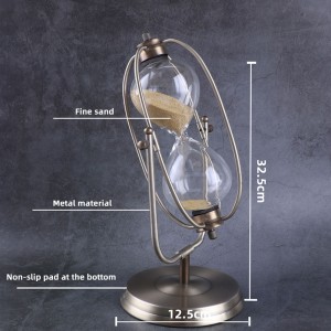 Đồng hồ bấm giờ Kim loại Xoay Đồng hồ cát Phong cách châu Âu Trang trí phòng khách Đồ trang trí Quà tặng sinhnhật30/60 Mins Time Đồng hồ cát