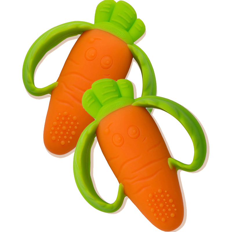 Amazon thực phẩm lớp silicon hình dạng cà rốt trẻ sơ sinh teether