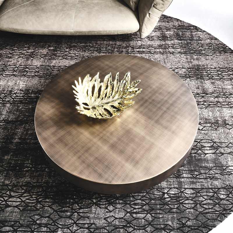 Thiết kế Ý hiện đại xoay thủy tinh bên tabel vàng kim loại bằng thép không gỉ màu sang trọng bộ bàn cà phê tròn