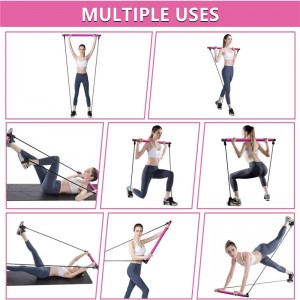 Bộ thanh Pilates, tập thể dục di động Stick Stick với Vòng lặp chân băng, Thiết bị tập thể dục