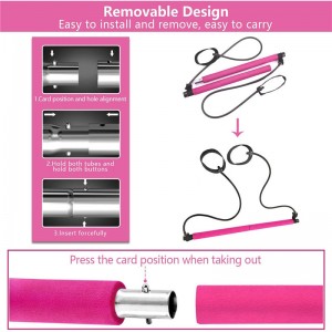 Bộ thanh Pilates, tập thể dục di động Stick Stick với Vòng lặp chân băng, Thiết bị tập thể dục