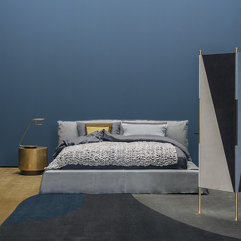 Nhà thiết kế tối giảnngười Ý cao cấp Master King cỡ giường hiện đại giường đôi giường da