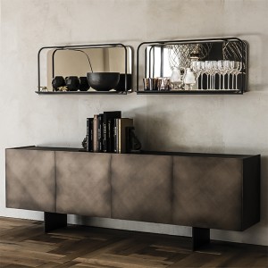 Nhà thiết kếngười Ý retro Gold Metal Credenza Extra Long Sideboard Cabinet