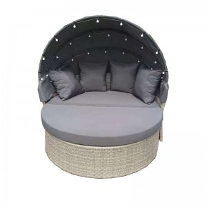 Thép&wicker sunbed bộ với đèn