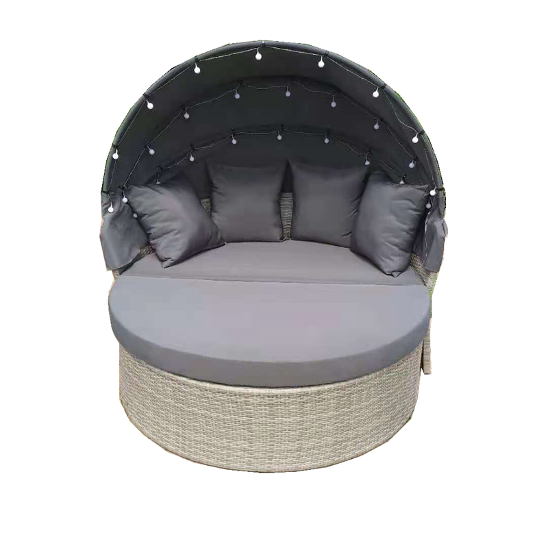 Thép&wicker sunbed bộ với đèn