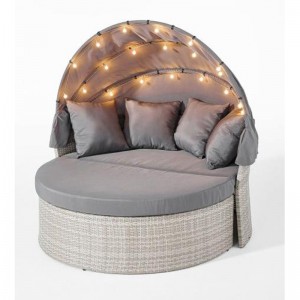 Thép&wicker sunbed bộ với đèn