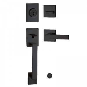 8003 tay cầm cửa trước hạngnặng màu đen với bộ chết đơn, bộ khóa vào