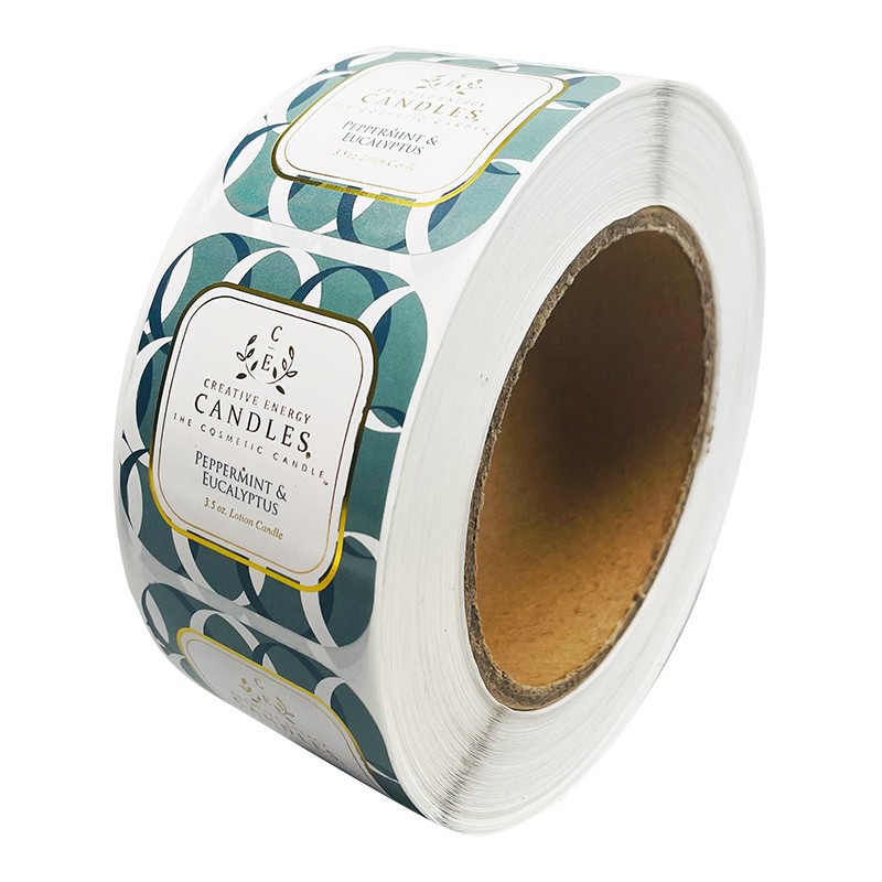 Màu đồng minh trong suốt tự dính tùy chỉnh bạc l0g0 dán giấy cuộn giấy dánnhãn tự dính