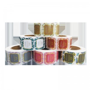 Màu đồng minh trong suốt tự dính tùy chỉnh bạc l0g0 dán giấy cuộn giấy dánnhãn tự dính