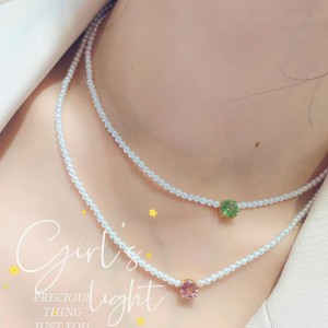 Đồ trang sức Tuochen Vòng cổ Pearl Pearl Tourmaline 18K Vàng