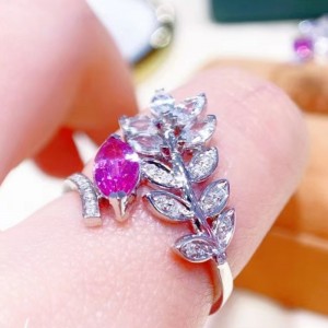 Đồ trang sức Tuochen 18K Vàng Phong cách mới Marquis Diamond Leaf Ring