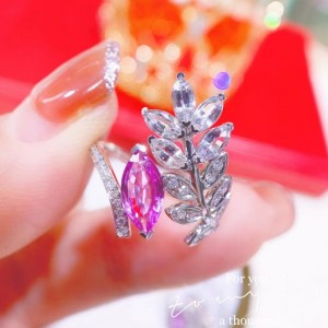 Đồ trang sức Tuochen 18K Vàng Phong cách mới Marquis Diamond Leaf Ring