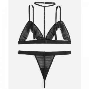 Khai thác cutless cut-out frill trang trí đồ lót với lưới sexy thong