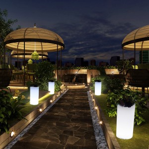 LEDngoài trời LED LIGHTED POTS, RGB thay đổi màu LEDnhựa được chiếu sáng cho đám cưới, tiệc tổ chức sự kiện, khách sạn, trung tâm mua sắm trang trí lễ khai mạc (IP68 chống thấmnước)