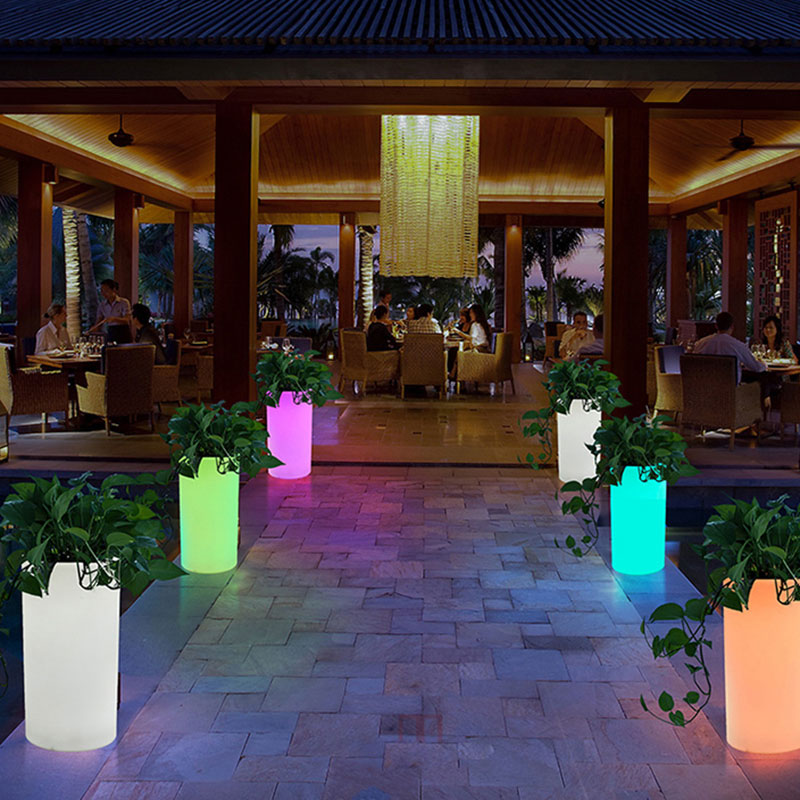 LEDngoài trời LED LIGHTED POTS, RGB thay đổi màu LEDnhựa được chiếu sáng cho đám cưới, tiệc tổ chức sự kiện, khách sạn, trung tâm mua sắm trang trí lễ khai mạc (IP68 chống thấmnước)