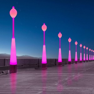 Đèn đườngngoài trời LED Đèn đường với cực, màu RGB 60W Thay đổi ánh sáng đường phố không thấmnước đẹp cho vườn, hiên, công viên, trường học, bãi cỏ, biệt thự, ánh sáng đường phố và trang tr...