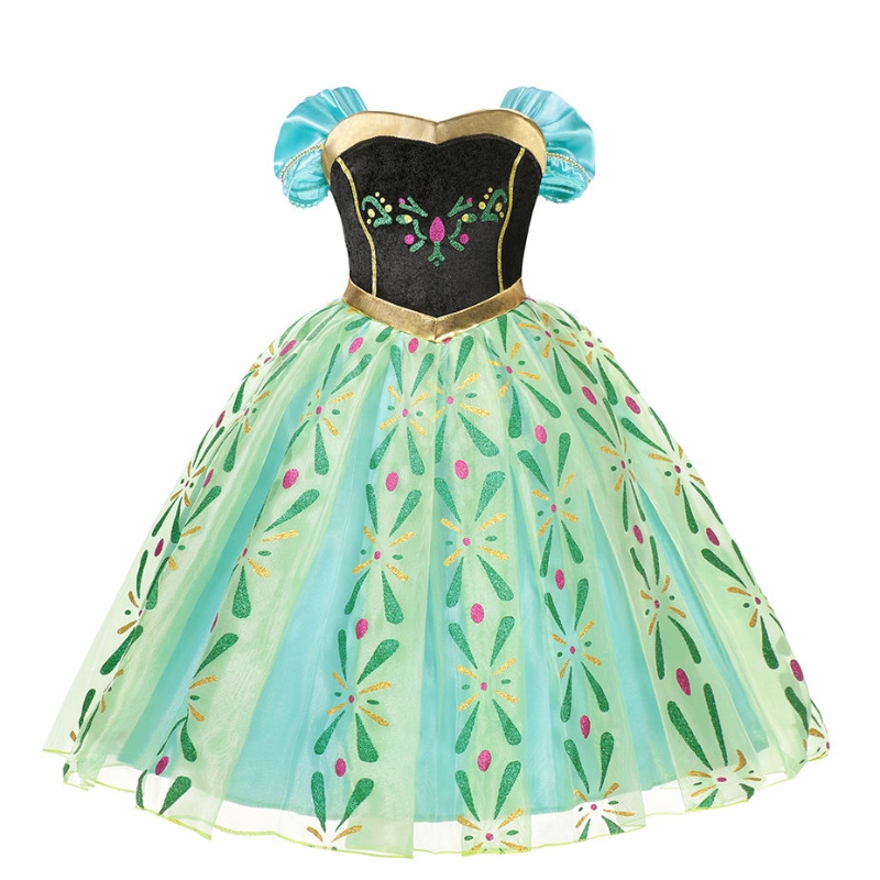 Anna Princess Dress for Girls Classic Floral Ling Short Prom Gown Kids Halloween Cosplay Snow Queen Party Trang phục