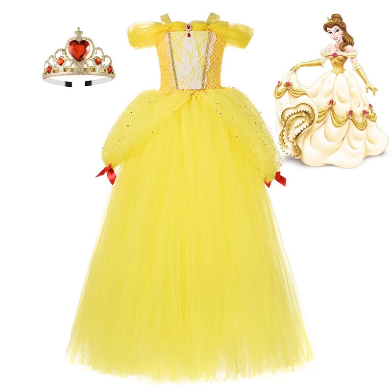 Cô gái Belle Princess Dress Kids Beauty and the Beast Costume Girl Baby Christmas Princess Party Party Dress