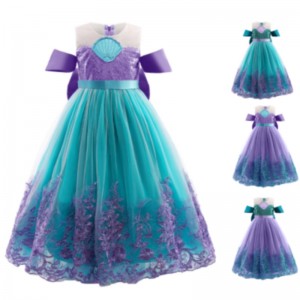 Mermaid Princess Girl Dress Kids Halloween Cosplay Cosplay Trang phục bé gái mặc váy màu tím trẻ em Bữa tiệc quần áo Tutu váy