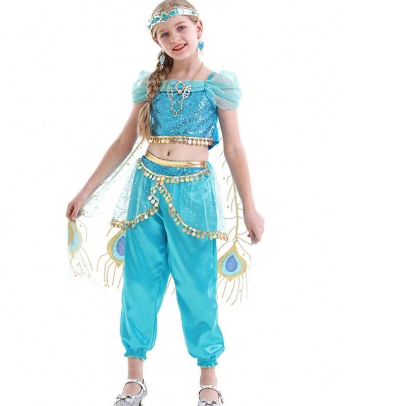 Anime Aladdin và The Magic Lamp Aladdin Cosplay Trang phục Công chúa Jasmine Belly DANCER Trang phục cho cô gái HCAL-001