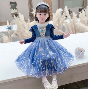 Ý tưởng quà tặng dài ren bling sequined split hem ana elsa váy HCGD-033