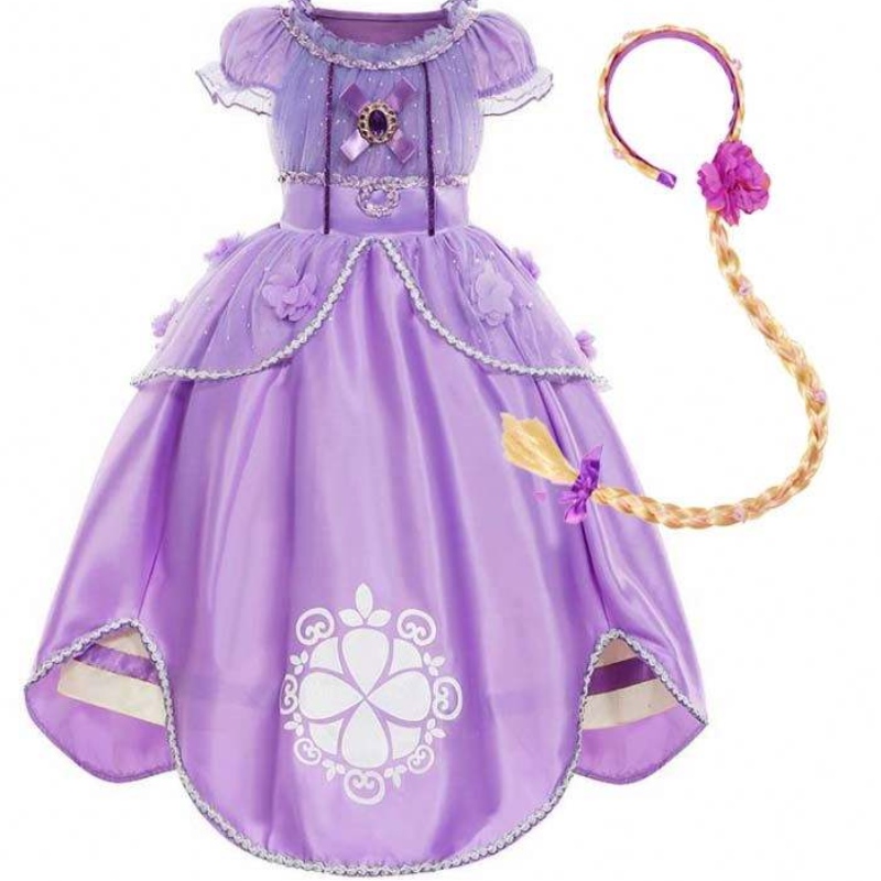 Halloween Party Dress Up Puff Sleeve Floral Tulle Ball Gown Princess Sofia Chiếc váy đầu tiên dành cho bé gái HCRS-00