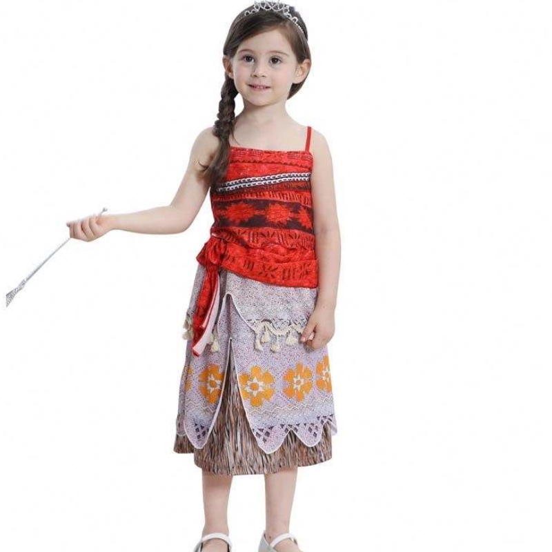 Bộ trang phục Cosplay Halloween Bộ trang phục Bộ trang phục Moana Dress Girls với vòng cổ với headband DGHC-015