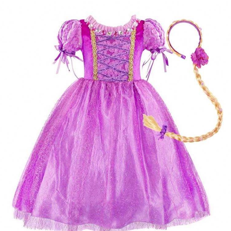 Tiện ích 2022 Cô gáinhỏ màu tím Rapunzel Princess Dress với phụ kiện HCRS-006