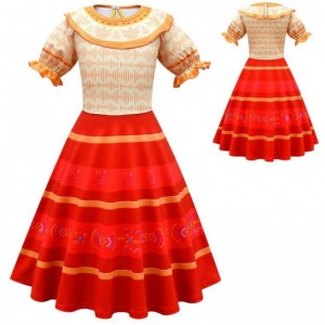 Carnival Halloween Princess Party Quần áo Hoa Ruffles Long Dress Mirabel Encanto Trang phục 90-170cm HCIS-006