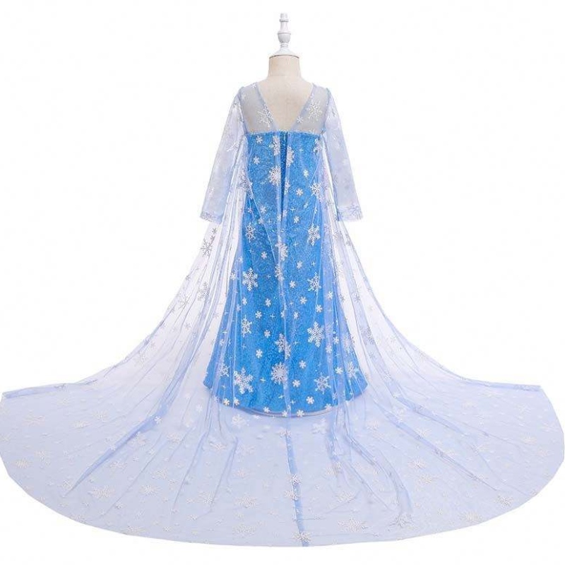 Trang phục trẻ em Cô gáinhỏ Váy xanh Nữ hoàng Cape Princess Elsa Dress HCGD-047