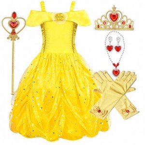 Fancy Halloween Xmas Birthday Party Carnival Yellow Ballgown Princess Dress Up Little Girl Dresses HCBL-007