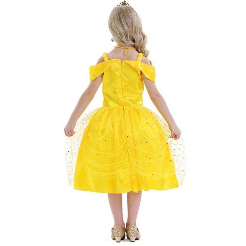 Fancy Halloween Xmas Birthday Party Carnival Yellow Ballgown Princess Dress Up Little Girl Dresses HCBL-007