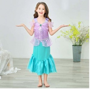 Princess Little Girls Sequins Nermaid Dress for Girl 6to7năm với đồ trang sức HCMM-006