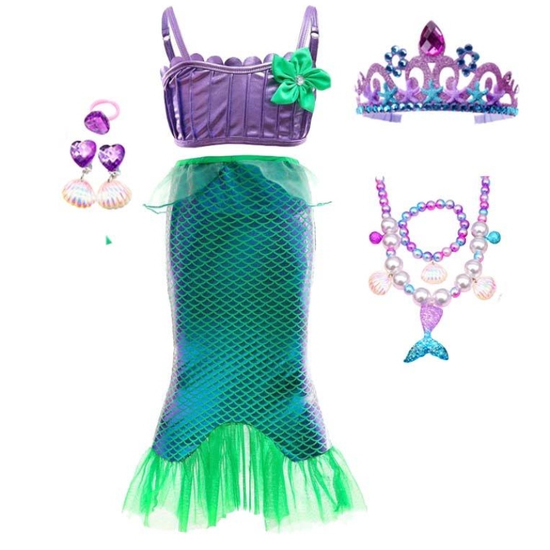 2022 Giá bán buôn Princess Dress Up Little Girls Nàng tiên cá Long Tail Dress Girls HCMM-007