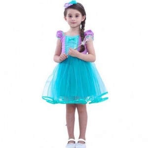 Little Angel Mermaid Alice Child Princess Fluffy Blue Tutu Mermaid Theme Dress cho bé gái HCMM-008