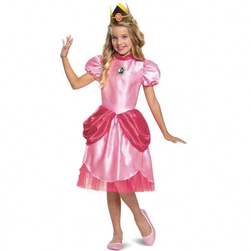 Carnival Cosplay Baby Party Christmas Super Brother Phim hoạt hình Pink Princess Peach Trang phục với vương miện HCMU-006