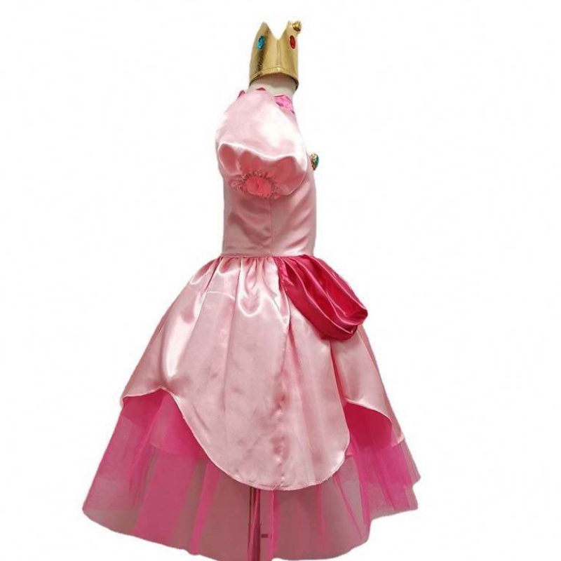 Carnival Cosplay Baby Party Christmas Super Brother Phim hoạt hình Pink Princess Peach Trang phục với vương miện HCMU-006