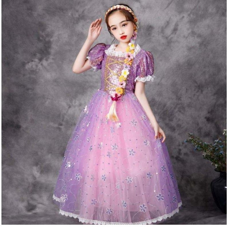 Baige Phong cách châu Âu váy công chúa Halloween mặc trang phục Rapunzel Fluffy Ling