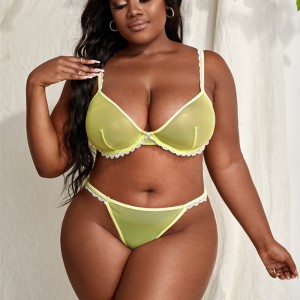 Tương phản trang trí ren mini dưới bộ đồ lót lưới