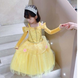 Vẻ đẹp và quái thú Belle Princess Dress Kids Girl Party Cosplay Trang phục