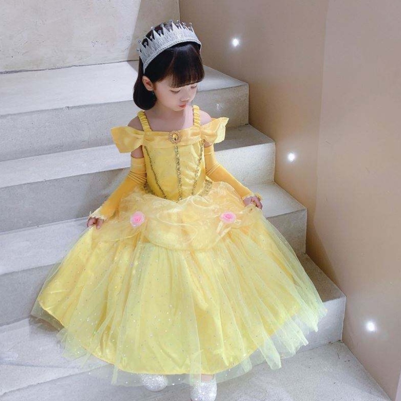 Vẻ đẹp và quái thú Belle Princess Dress Kids Girl Party Cosplay Trang phục
