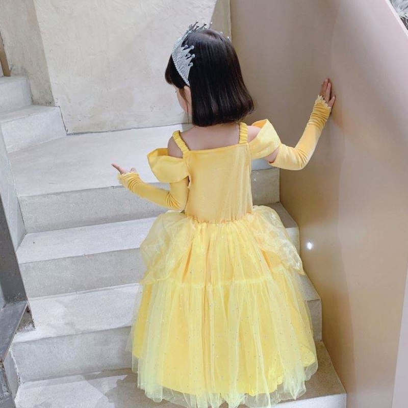 Vẻ đẹp và quái thú Belle Princess Dress Kids Girl Party Cosplay Trang phục