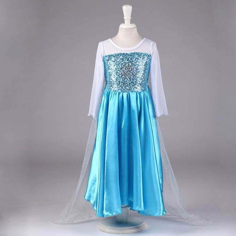 Baige mới Snow Frock Girls Dresses Phụ kiện Cosplay Trang phục Elsa Dress Party Party