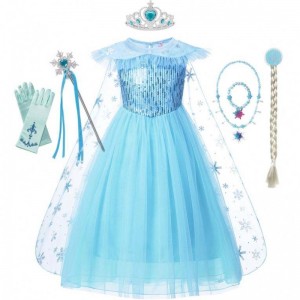 Girls Elsa Cosplay Dress Trang phục ưa thích Cô gái Snow Halloween sinhnhật Bữa tiệc trẻ em Công chúa quần áo