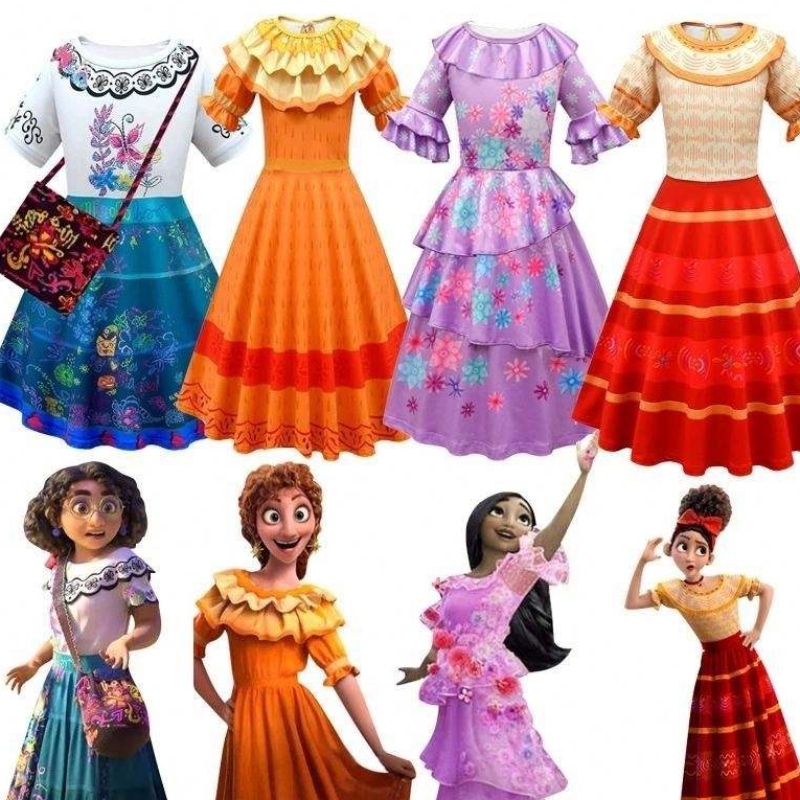 Trang phục công chúa Halloween Encanto Mirabel Luisa Cosplay Cosplay Trang phục Váy dự tiệc với Túi