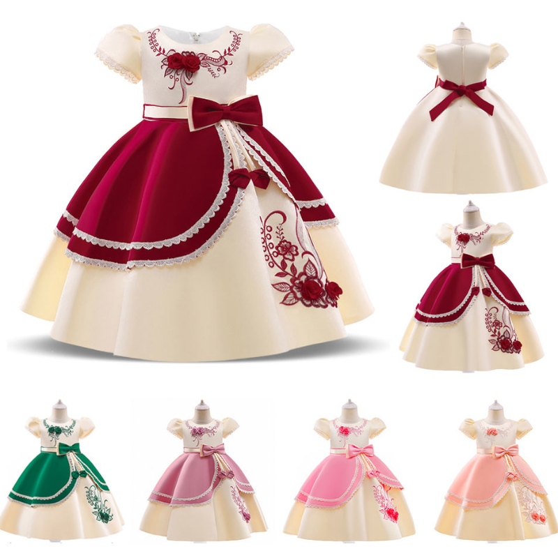 2022 Trẻ em chính thức Vụ thêu cổ điển cho trẻ em trẻ em Trang phục Part Party Princess Dresses Girls Buổi tối Vestido